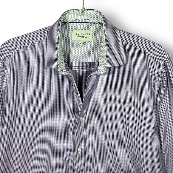 Ted Baker Endurance Mens Shirt Sz L Button Down Purple Contrast Work Casual - Picture 2 of 11